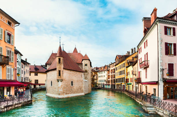 Old town in Annecy, France. Beautiful canal and old architecture