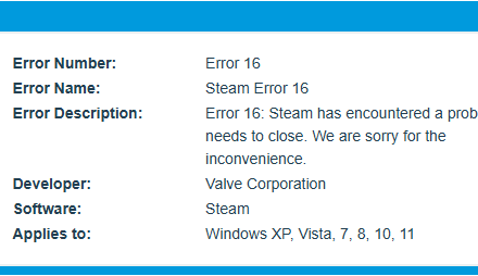 Erreur 16 Steam , Découvrez Comment Résoudre ce Problème Courant et Retrouver un Fonctionnement Optimisé