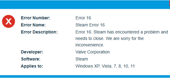 Erreur 16 Steam , Découvrez Comment Résoudre ce Problème Courant et Retrouver un Fonctionnement Optimisé